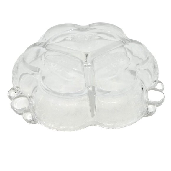 VINTAGE Duncan Miller ETCHED GLASS 3 COMPARTMENT RELISH or CANDY DISH - Picture 3 of 5